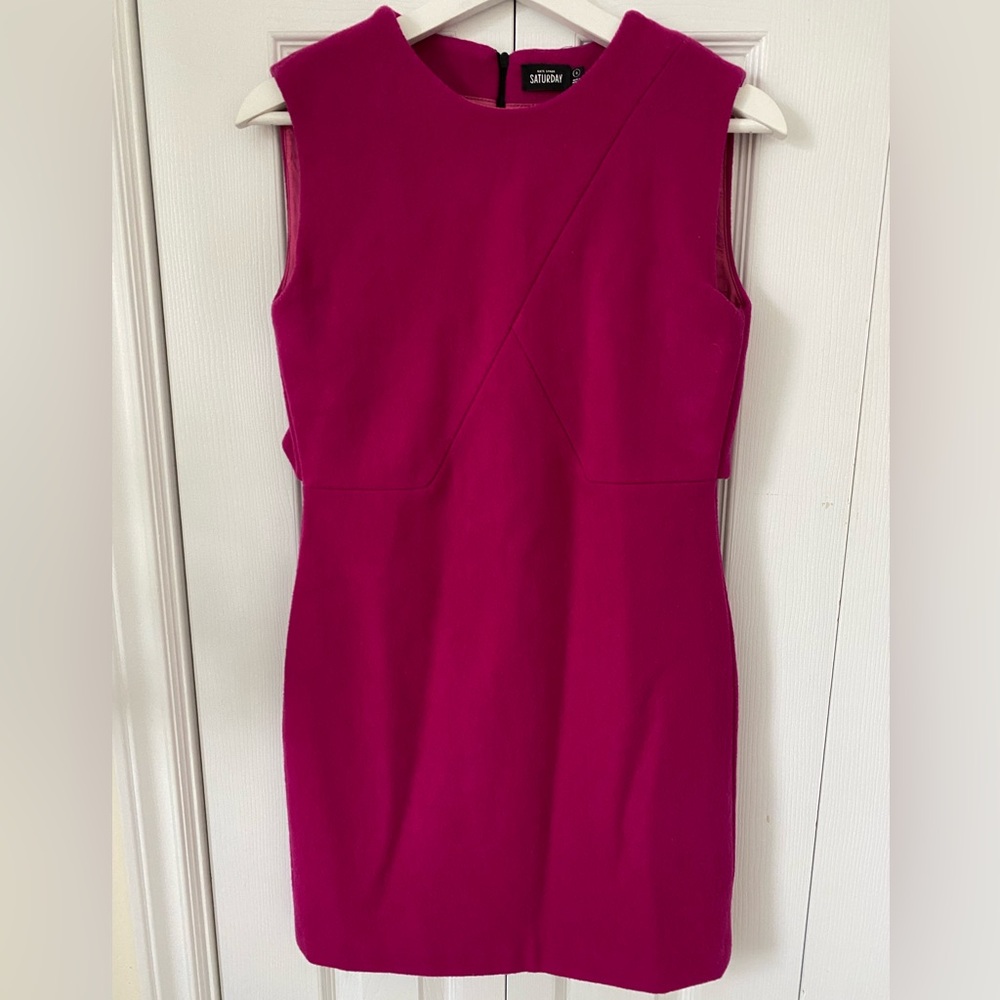 Kate Spade Saturday Fuchsia Wool sleeveless sheath dress double zip back size 0